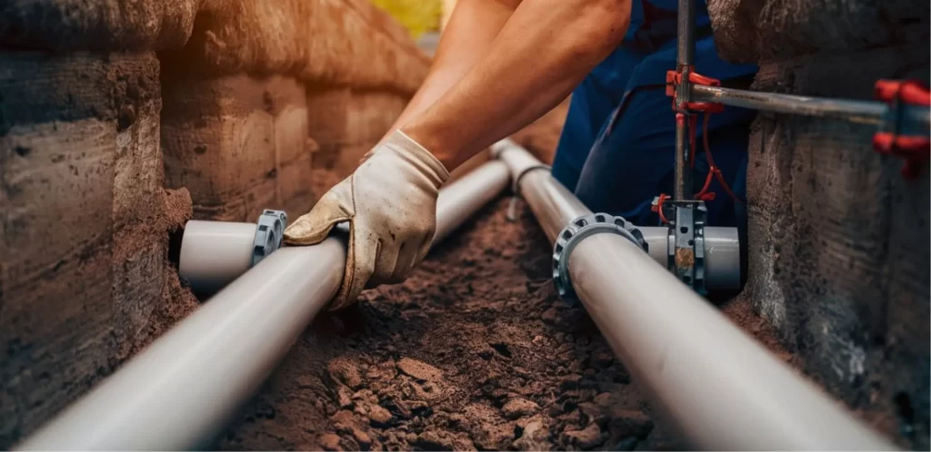Instalación y mantenimiento de sistemas de desagües y drenajes interiores y exteriores con productos y servicios de plomería.