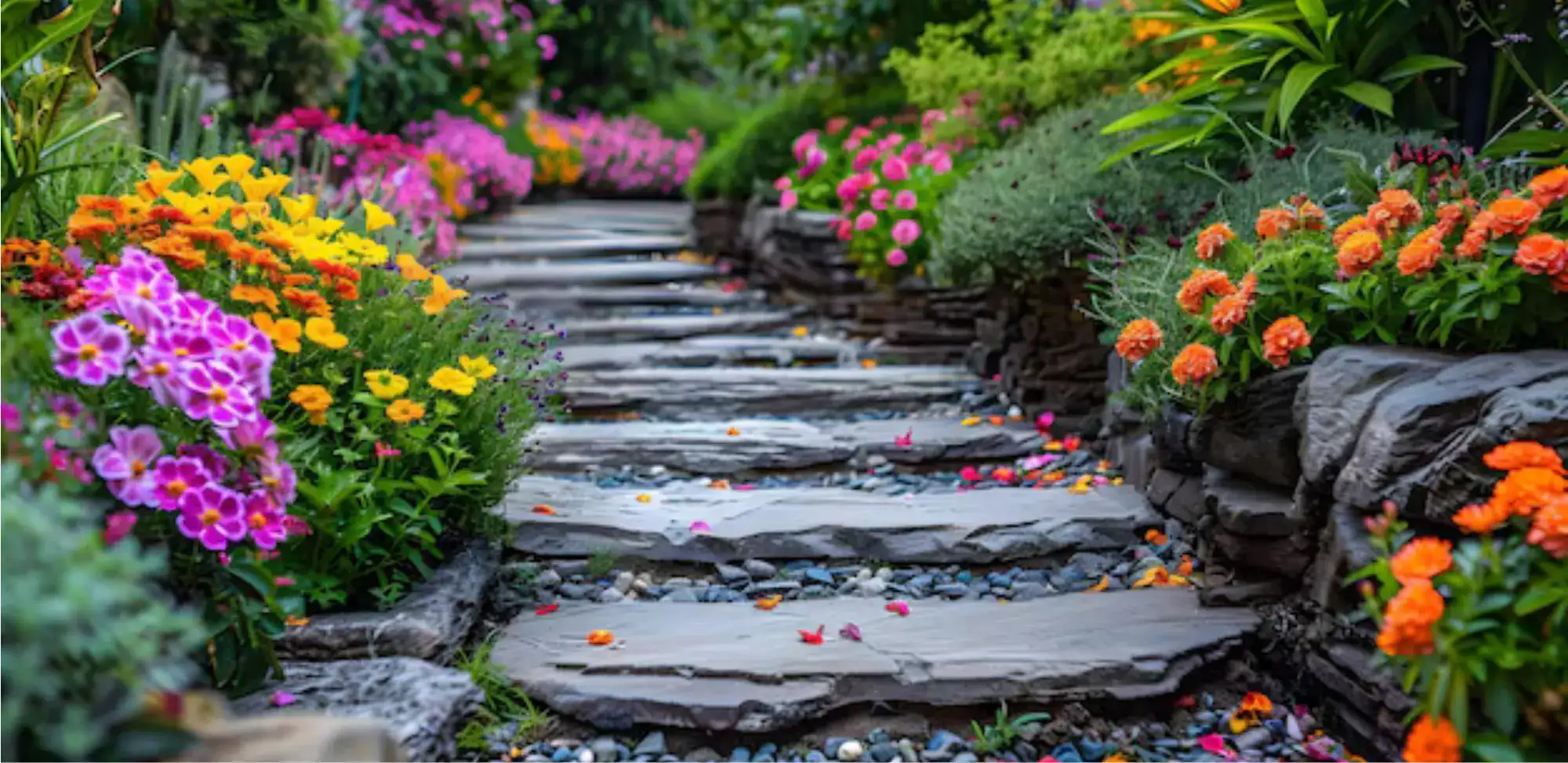 Instalación de macizos florales y plantas exóticas, servicio de diseño y mantenimiento, con productos y servicios para jardinería.