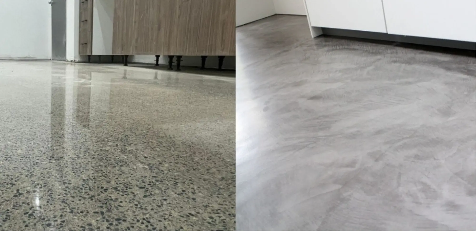 Microcemento y hormigón pulido para interiores y exteriores, acabado moderno y resistente, en productos y servicios para pisos.