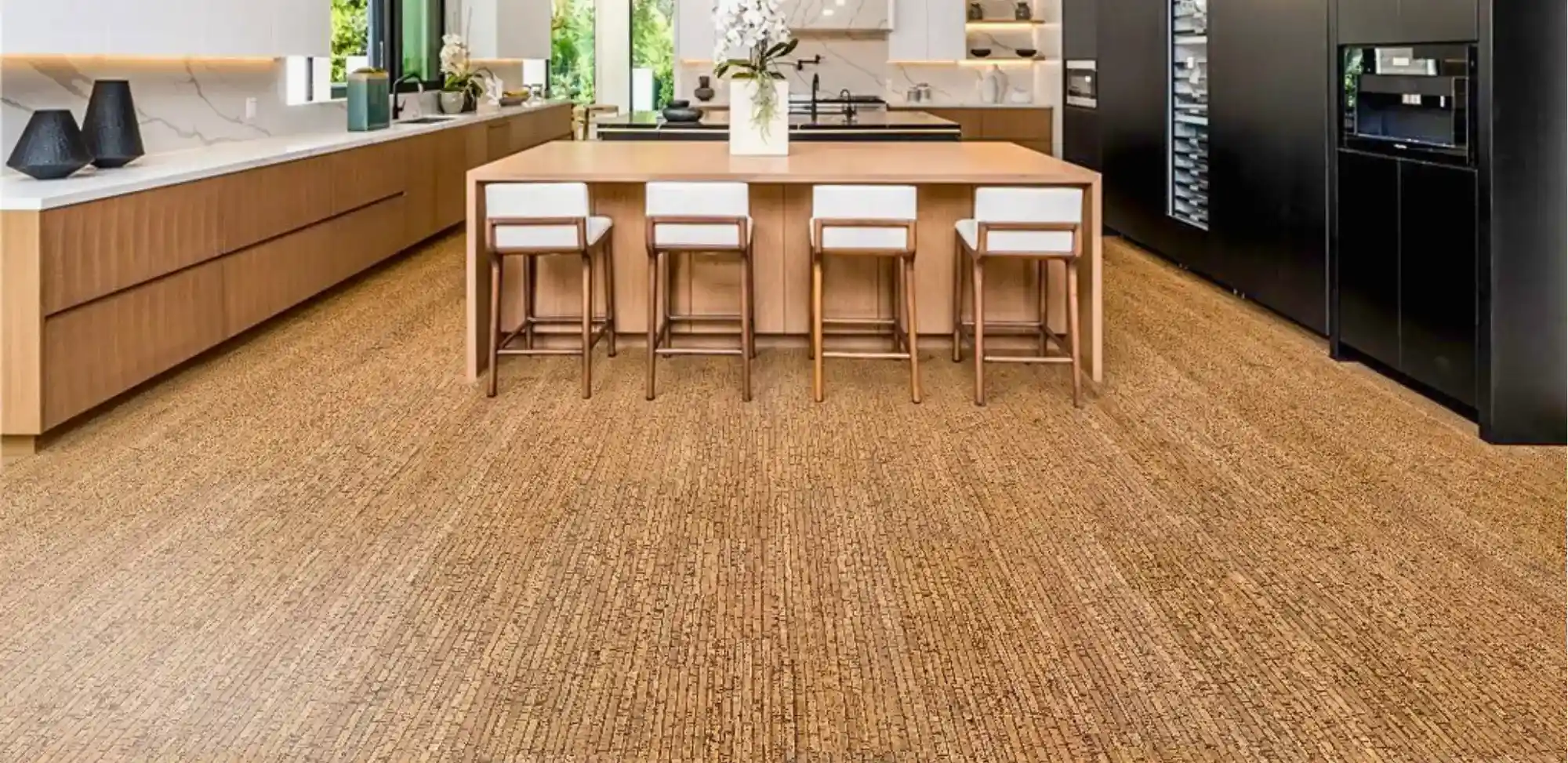 Piso de corcho para interiores, con diseño ecológico y cómodo, parte de nuestros productos y servicios para pisos.