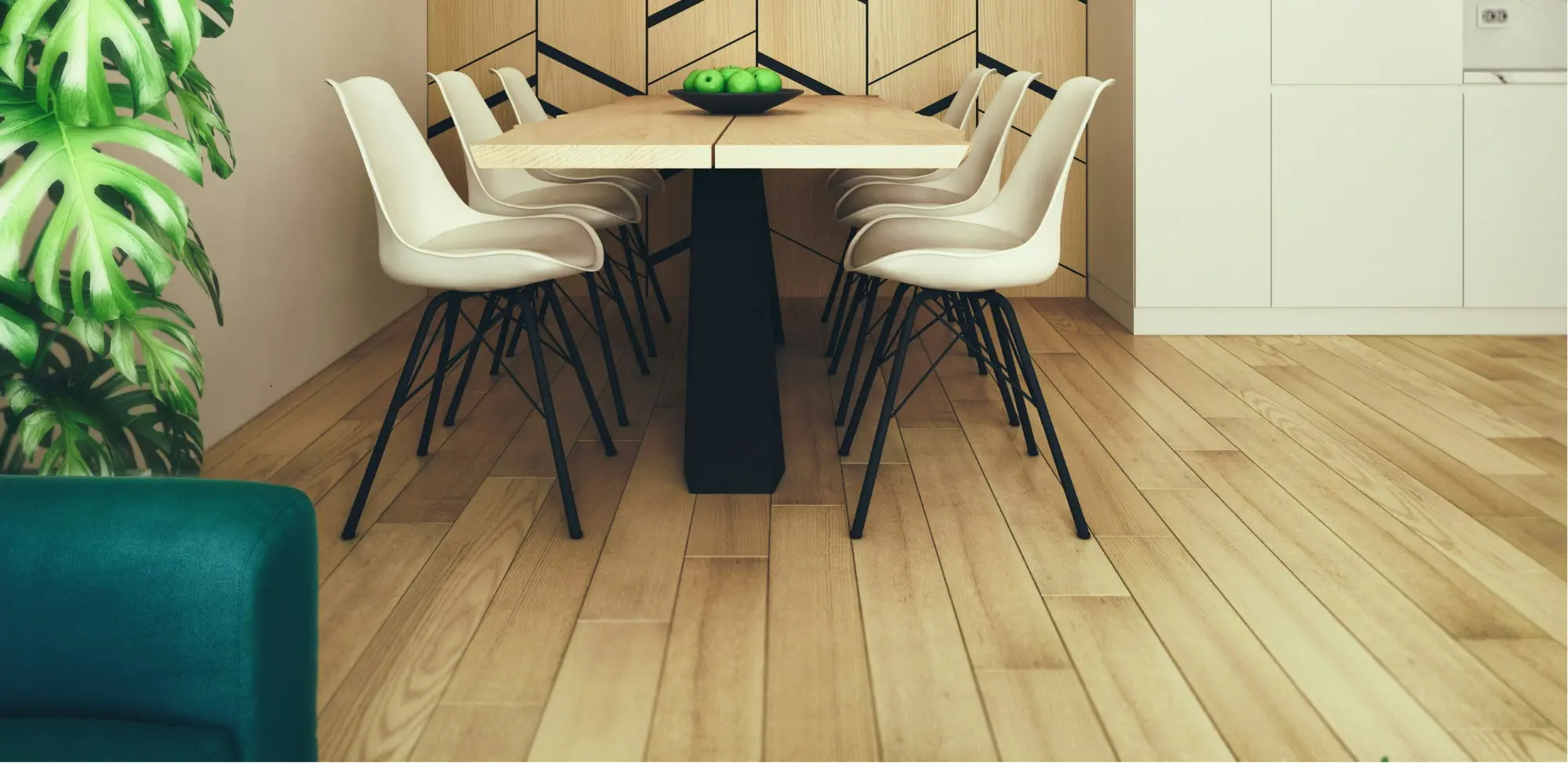 Piso vinílico click para interiores y exteriores, diseño práctico y fácil instalación, ideal en productos y servicios para pisos.