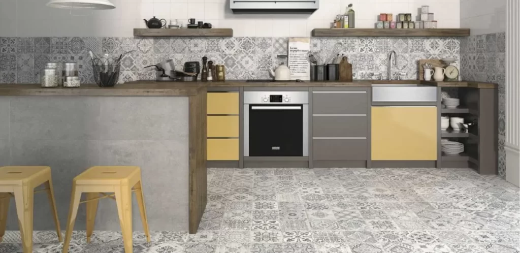 Piso baldosa hidráulica para interiores y exteriores, diseño único y artesanal, parte de productos y servicios para pisos.